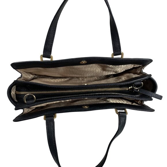 Kate Spade New York Laurel Way Reese Satchel Crossbody Ivory/Black Leather EUC - Picture 6 of 13